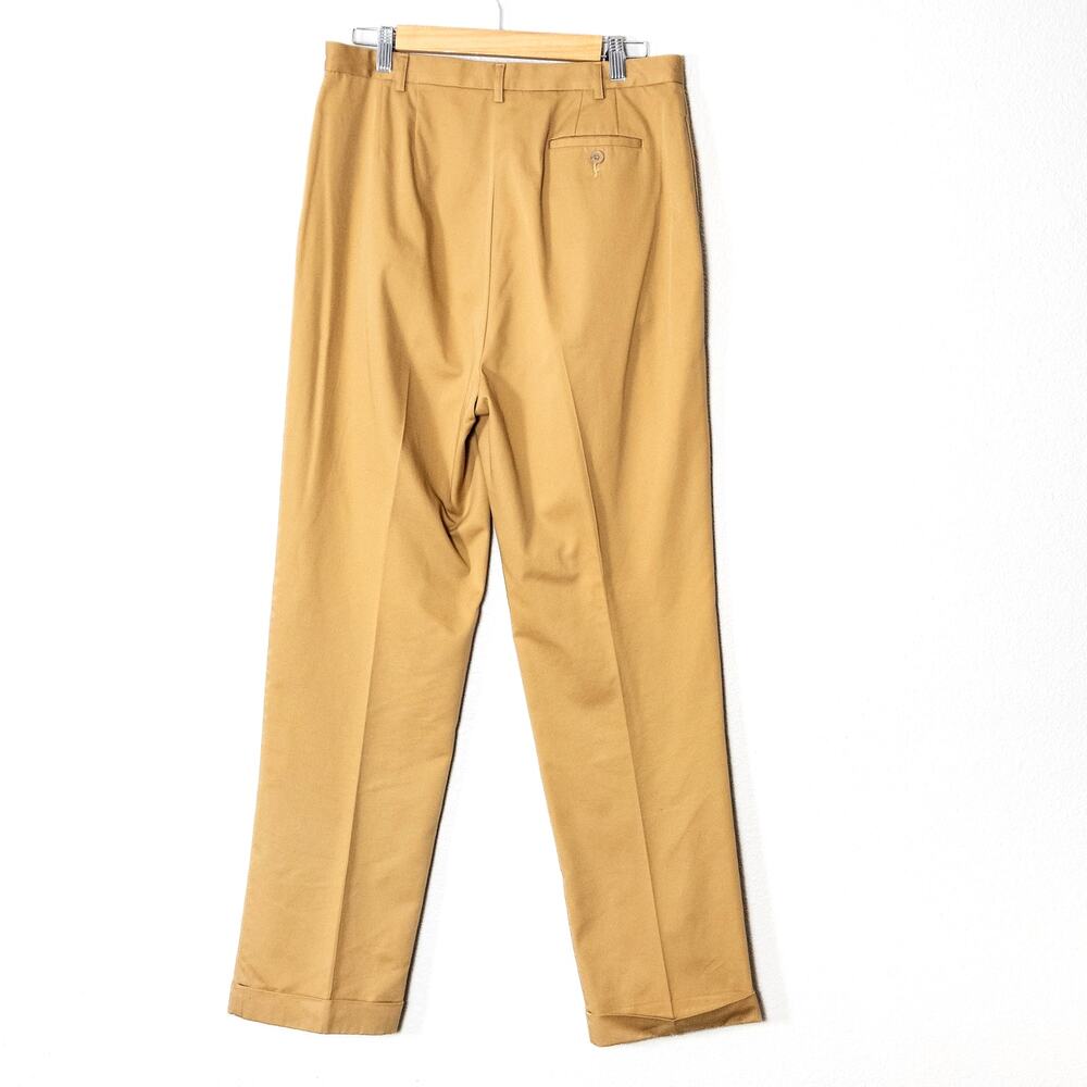 Lands End Khaki Pleated Trousers Size 12 Minimalist Officewear Pants - Picture 2 of 8